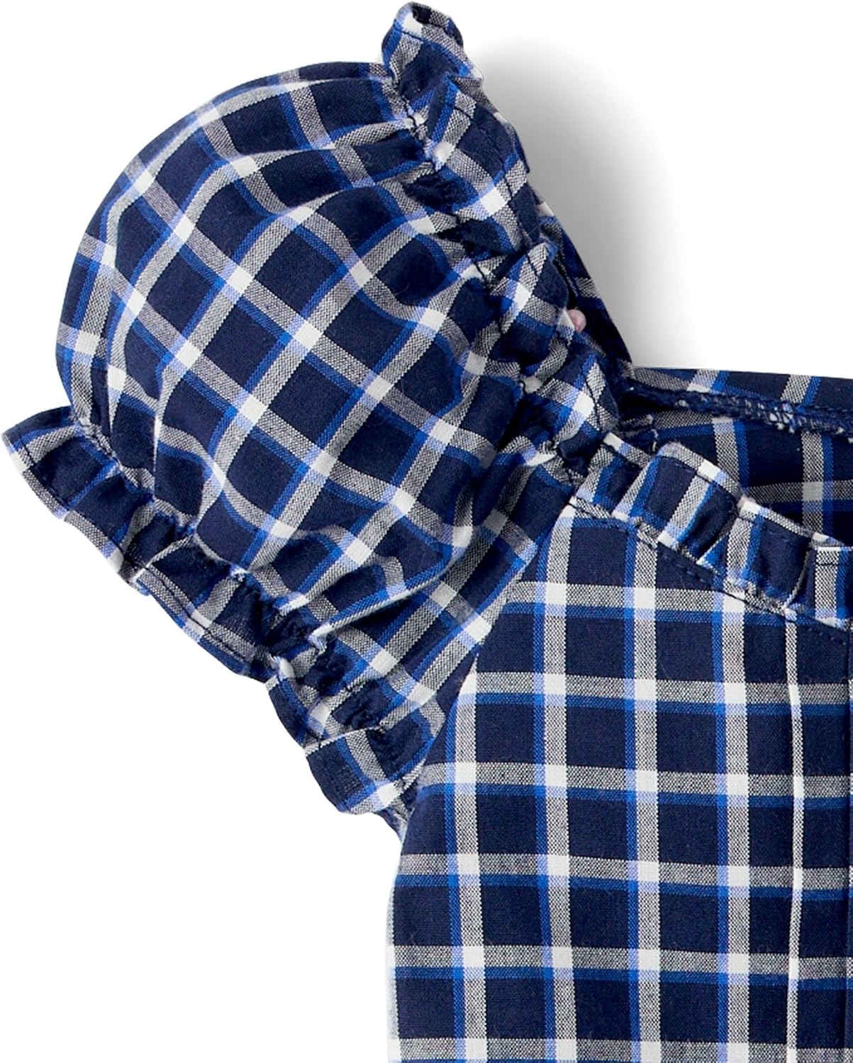 image:imageThe Childrens Place Girls Smocked Short Sleeve TopsTidal Plaid