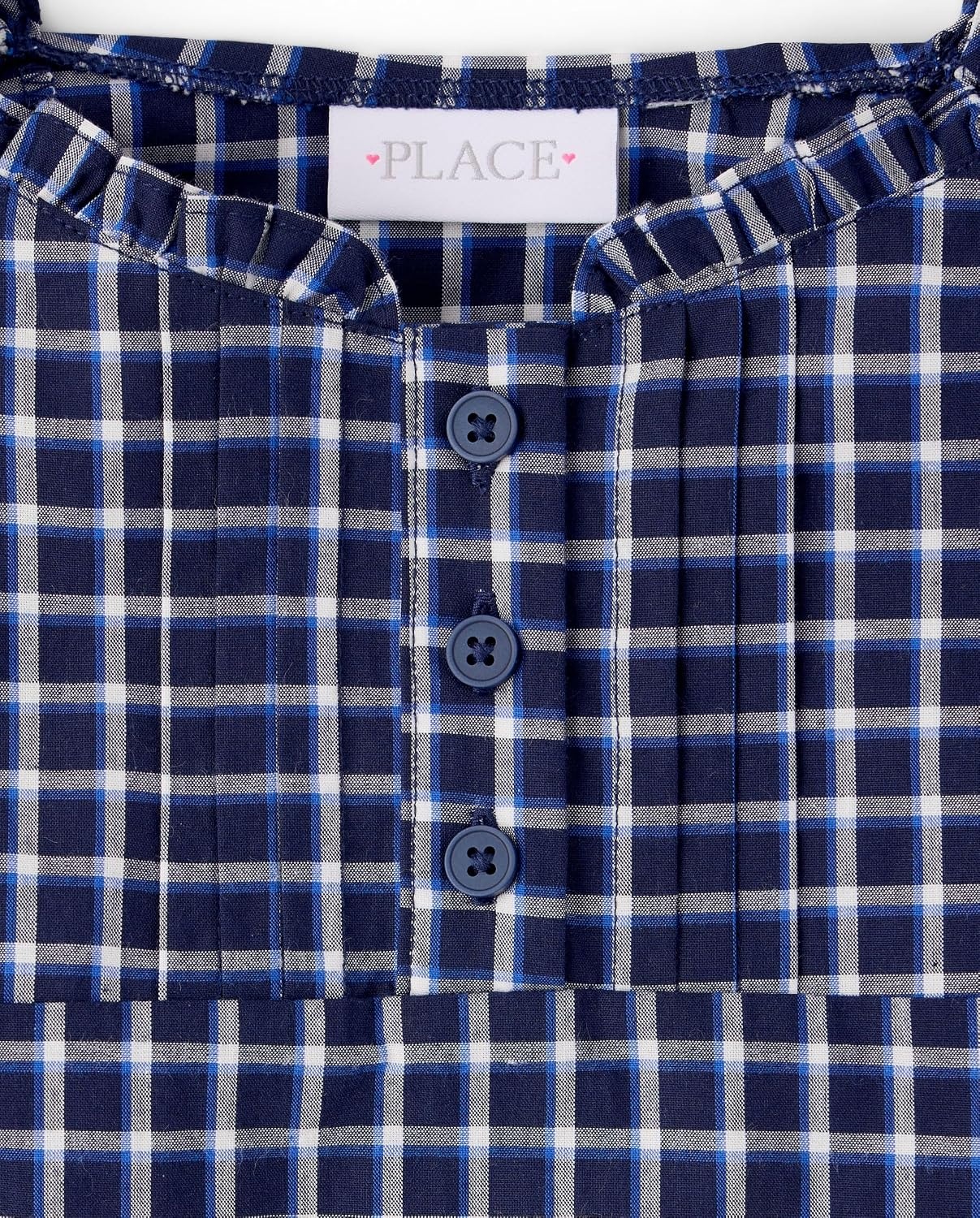 image:imageThe Childrens Place Girls Smocked Short Sleeve TopsTidal Plaid