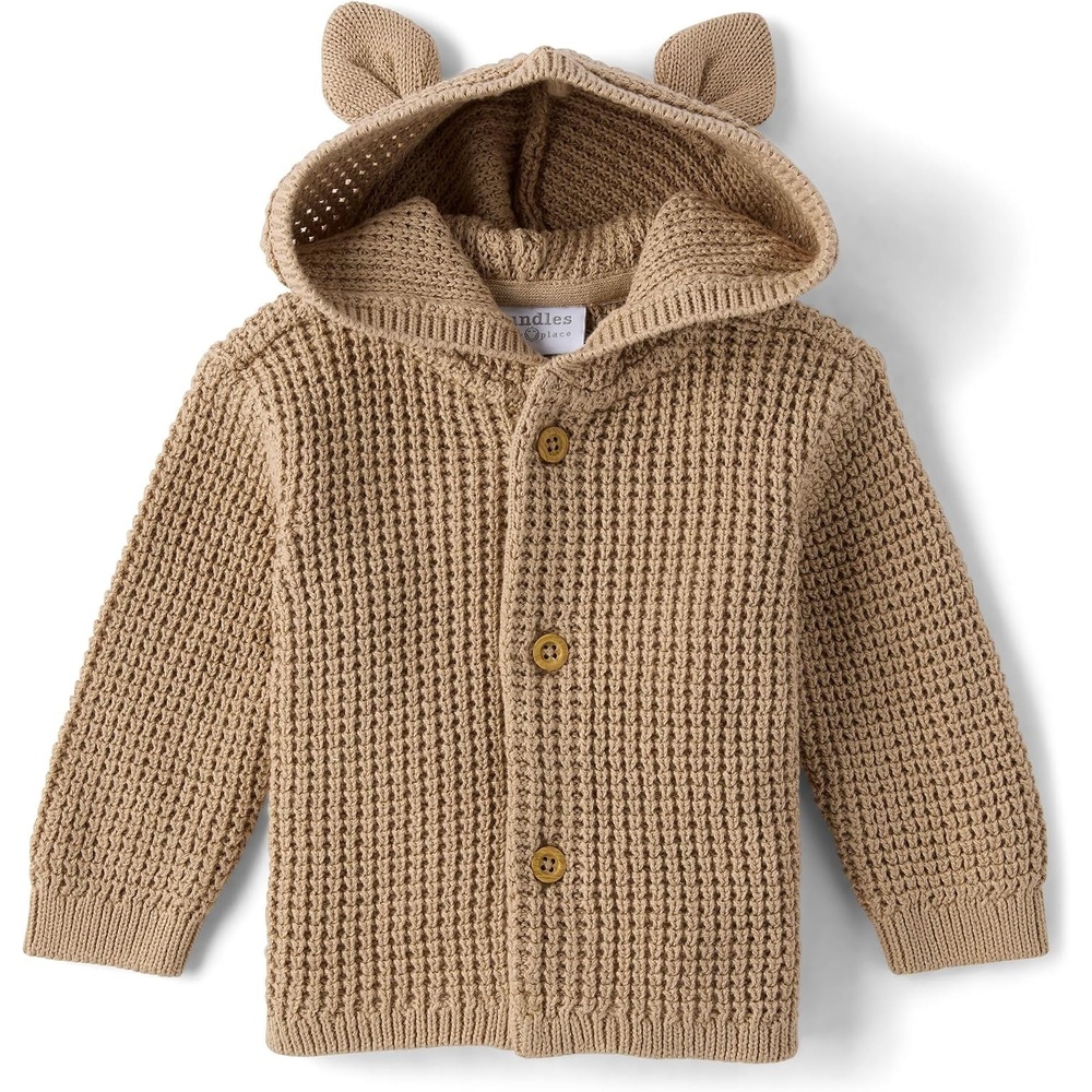 image:imageThe Childrens Place Baby Boys and Newborn Long Sleeve Hooded Button Front SweaterBaby Doe