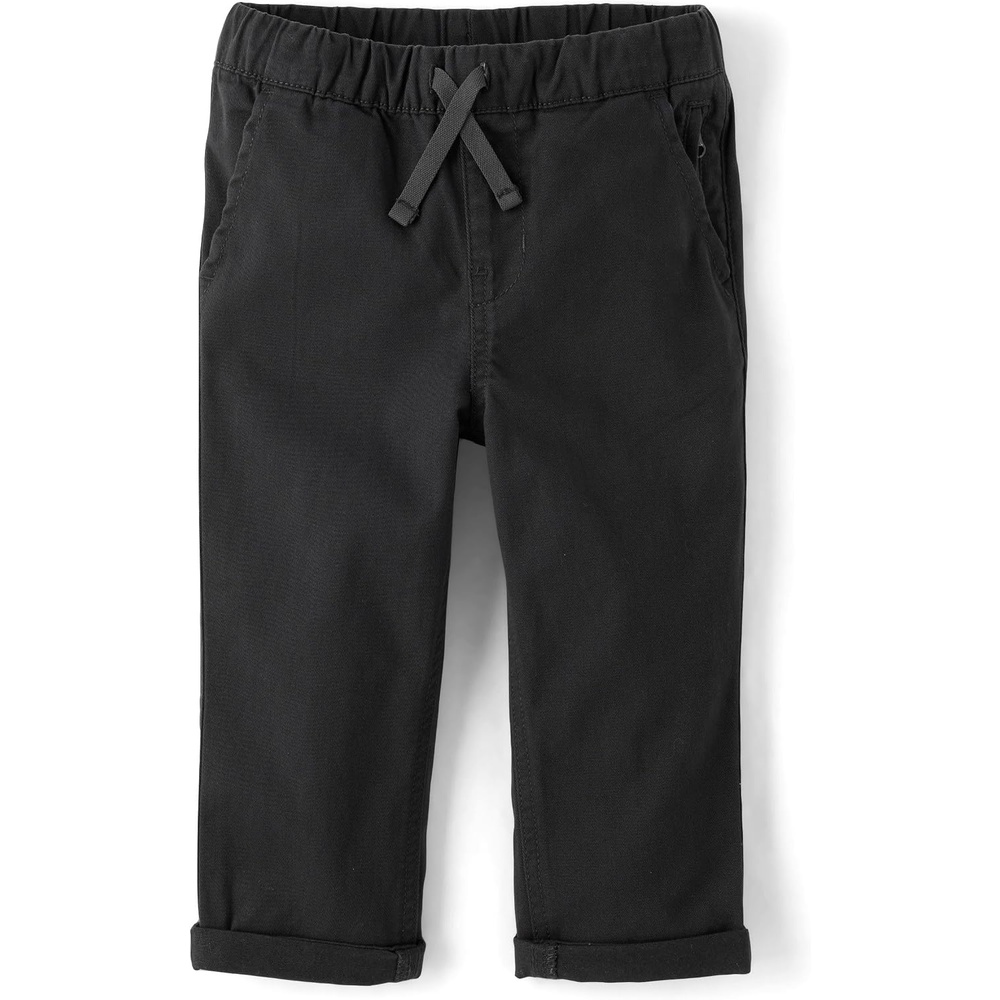 image:imageThe Childrens Place Baby Boys and Toddler Boys Roll Cuff Pull on Chino PantsWashed Black
