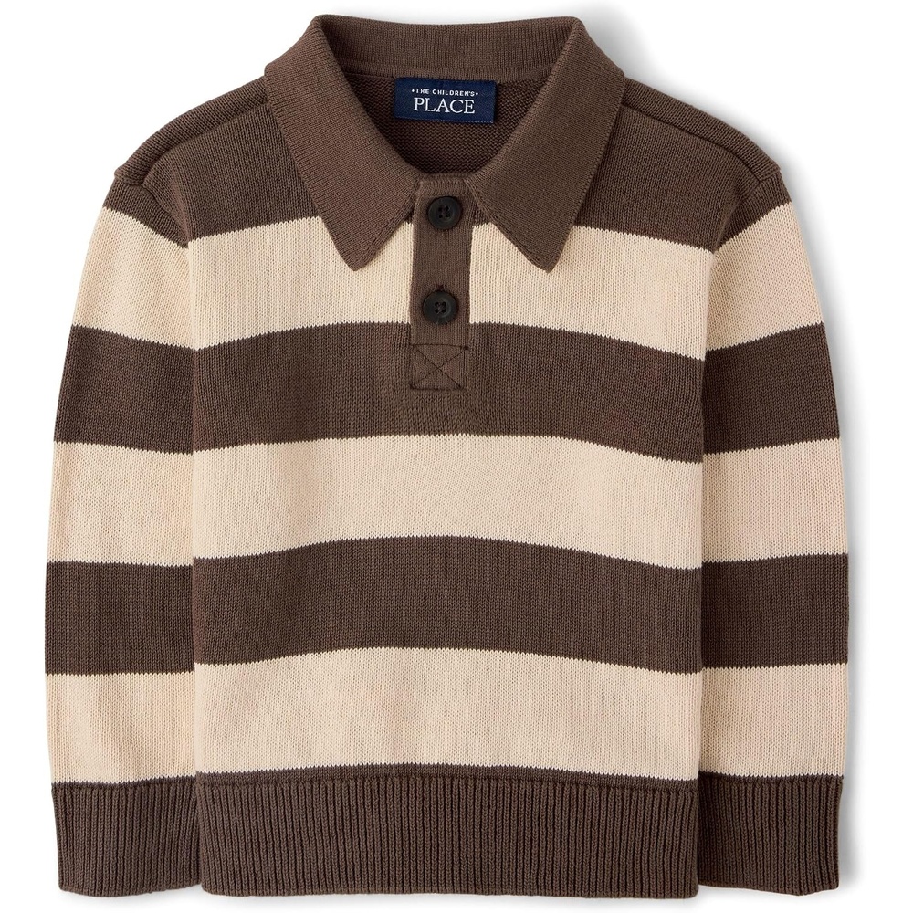 image:imageThe Childrens Place Baby Boys and Toddler Long Sleeve Rugby SweaterMoose Trail Stripe