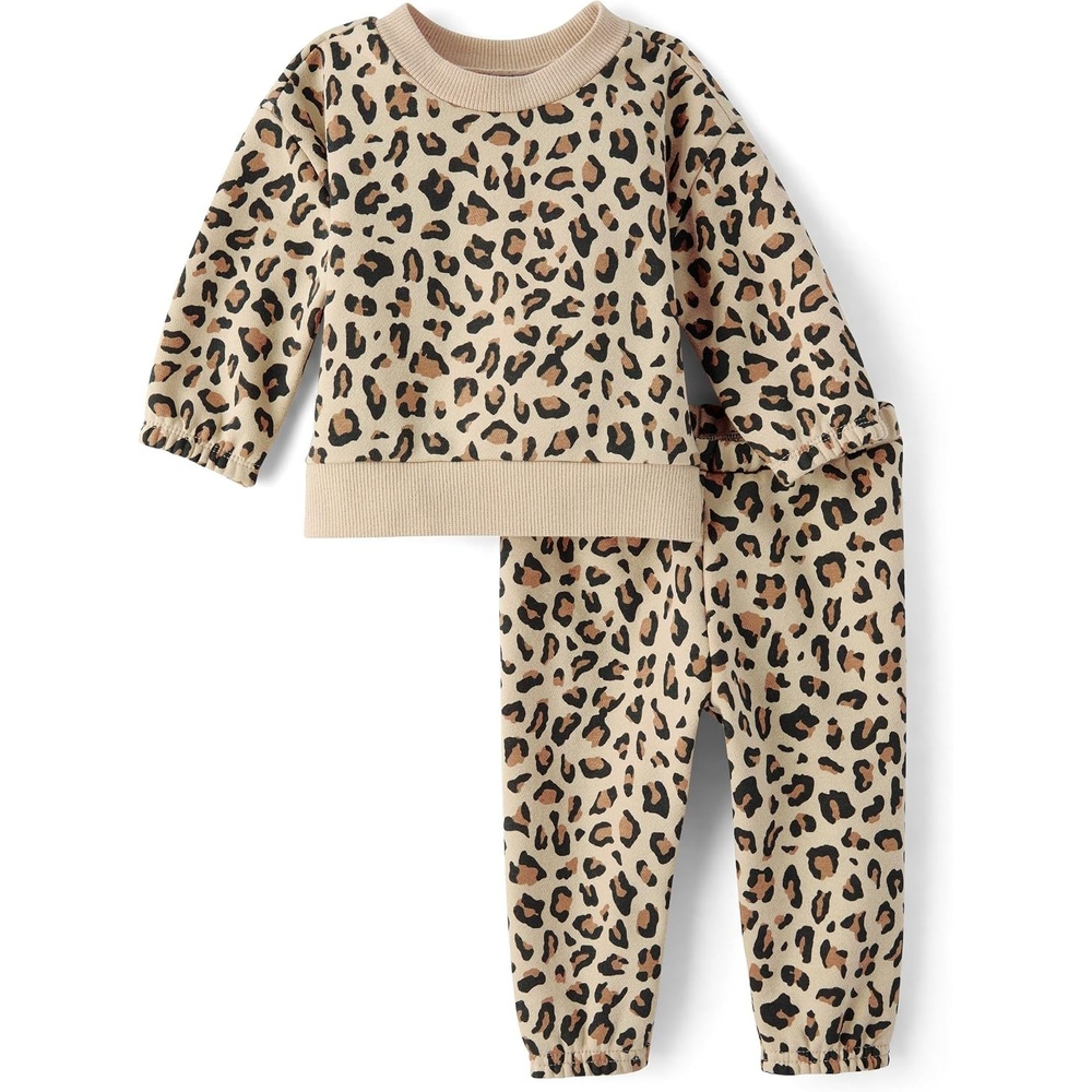 image:imageThe Childrens Place Baby Girls And Newborn Long Sleeve Premium Fleece Top and Pant2piece Outfit SetCanoe Leopard