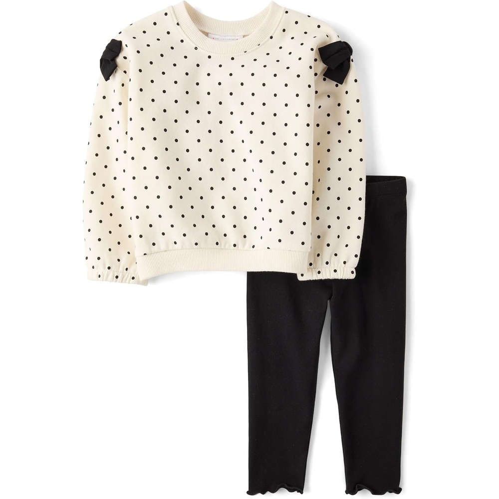 image:imageThe Childrens Place Baby Girls And Toddler Long Sleeve Active Shirt and Pant 2 Piece OutfitBlack Dot