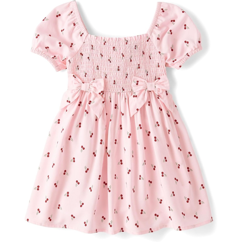 image:imageThe Childrens Place Baby Girls and Toddler Girls Short Sleeve Smocked DressPetal Cherries