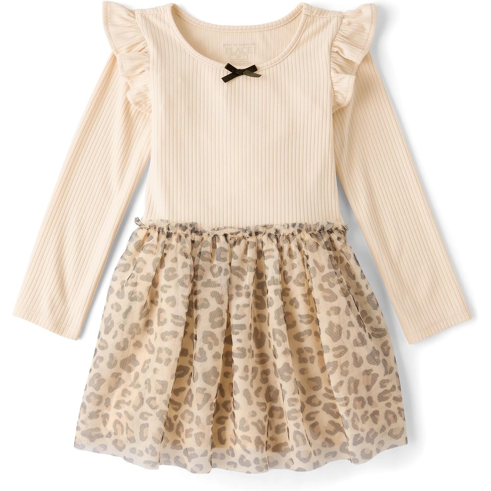 image:imageThe Childrens Place Baby Girls and Toddler Long Sleeve Tutu DressCanoe Leopard