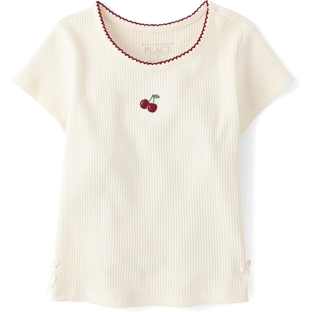 image:imageThe Childrens Place Baby Girls and Toddler Short Sleeve Ribbed TeeMarshmallow