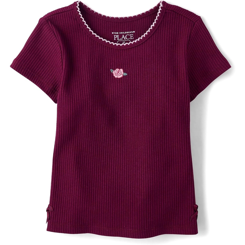 image:imageThe Childrens Place Baby Girls and Toddler Short Sleeve Ribbed TeeSugar Beet
