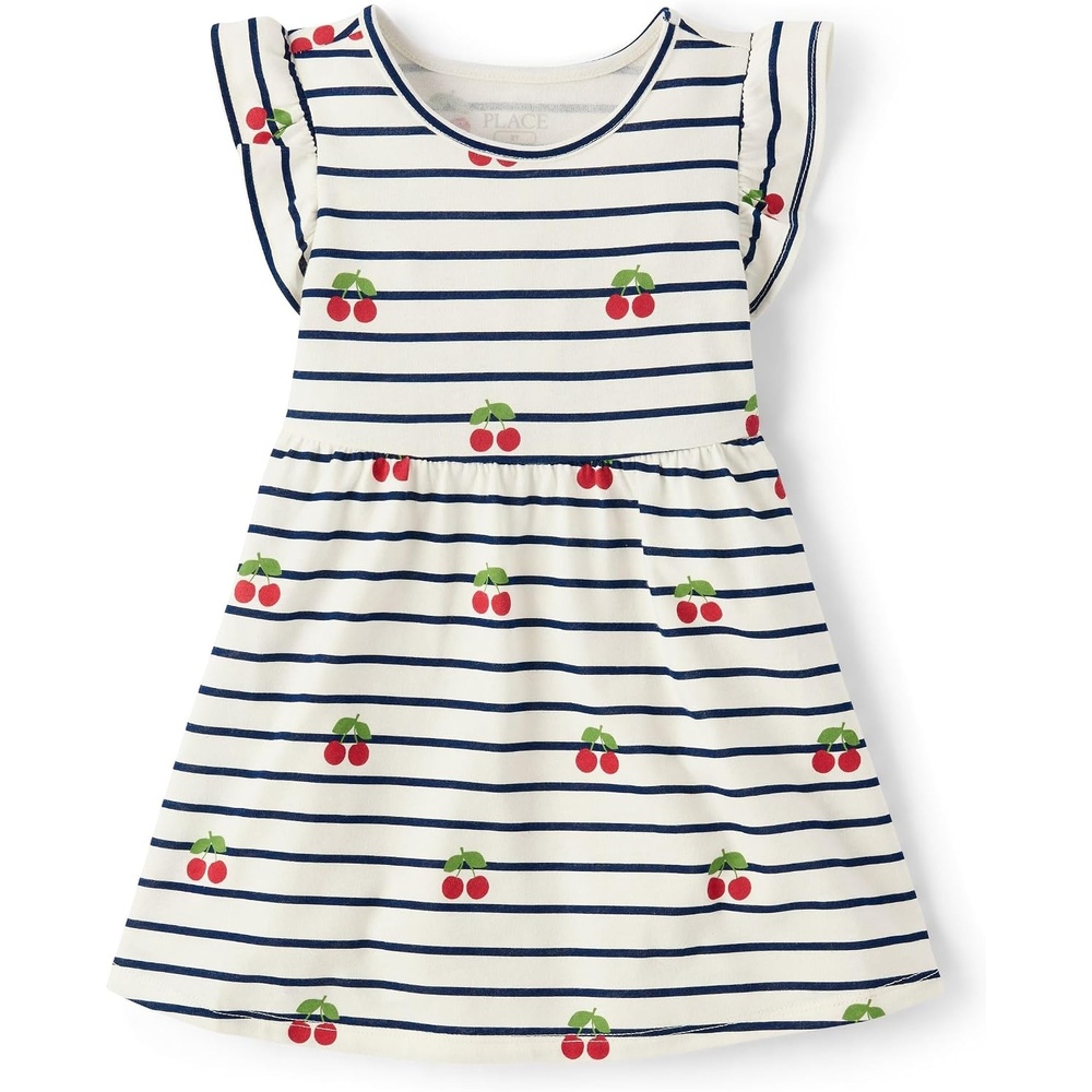 image:imageThe Childrens Place Baby and Toddler Girls Short Sleeve Casual DressesCherry Stripes