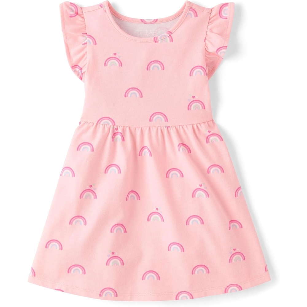 image:imageThe Childrens Place Baby and Toddler Girls Short Sleeve Casual DressesPink Rainbow