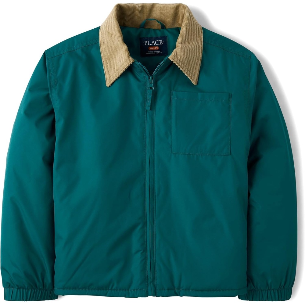 image:imageThe Childrens Place Boys Long Sleeve Hooded Canvas JacketJaded Teal