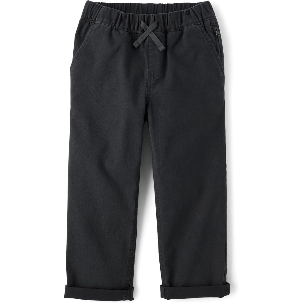 image:imageThe Childrens Place Boys Roll Cuff Pull on Chino PantsWashed Black
