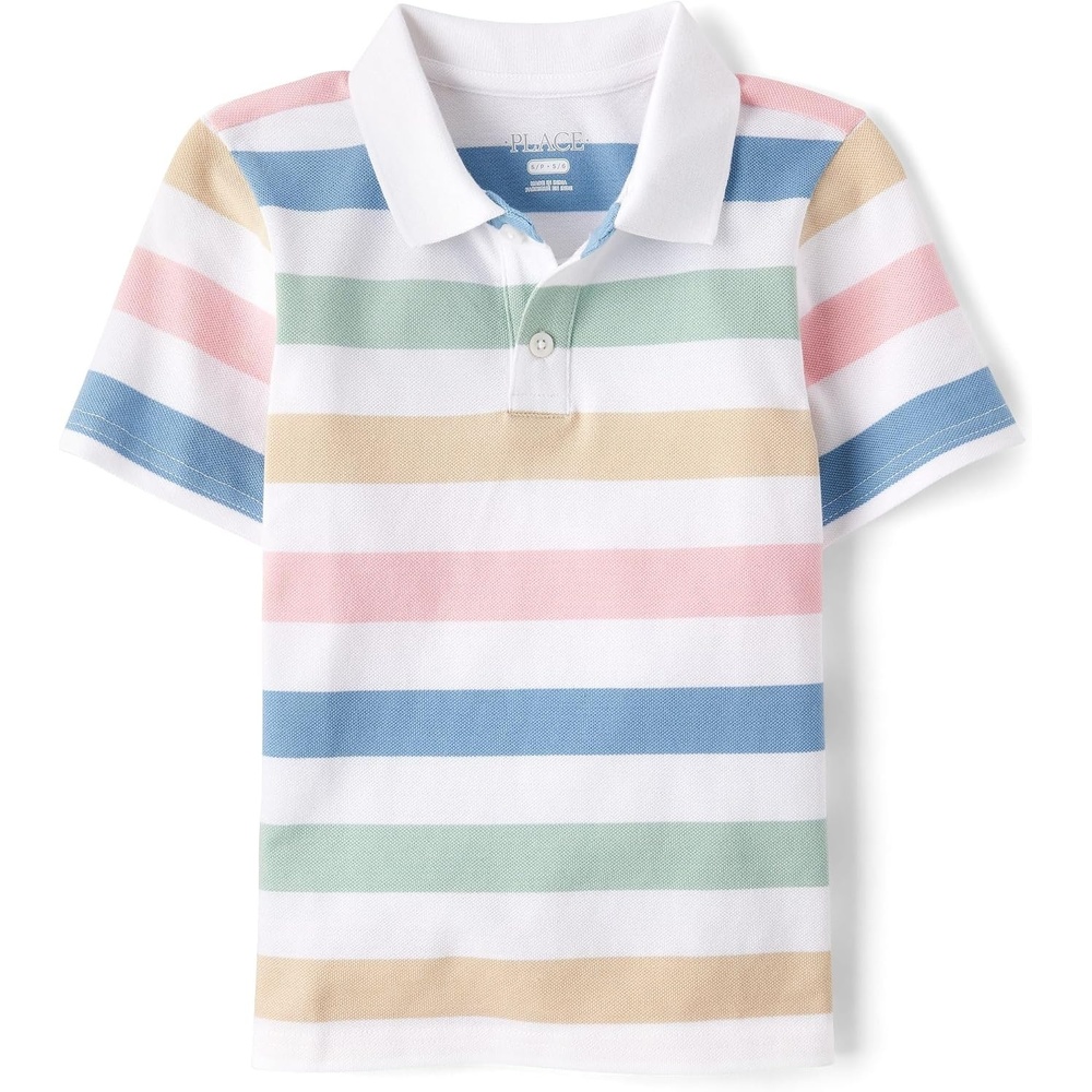 image:imageThe Childrens Place Boys Uniform Short Sleeve Pique PoloMulti Stripe