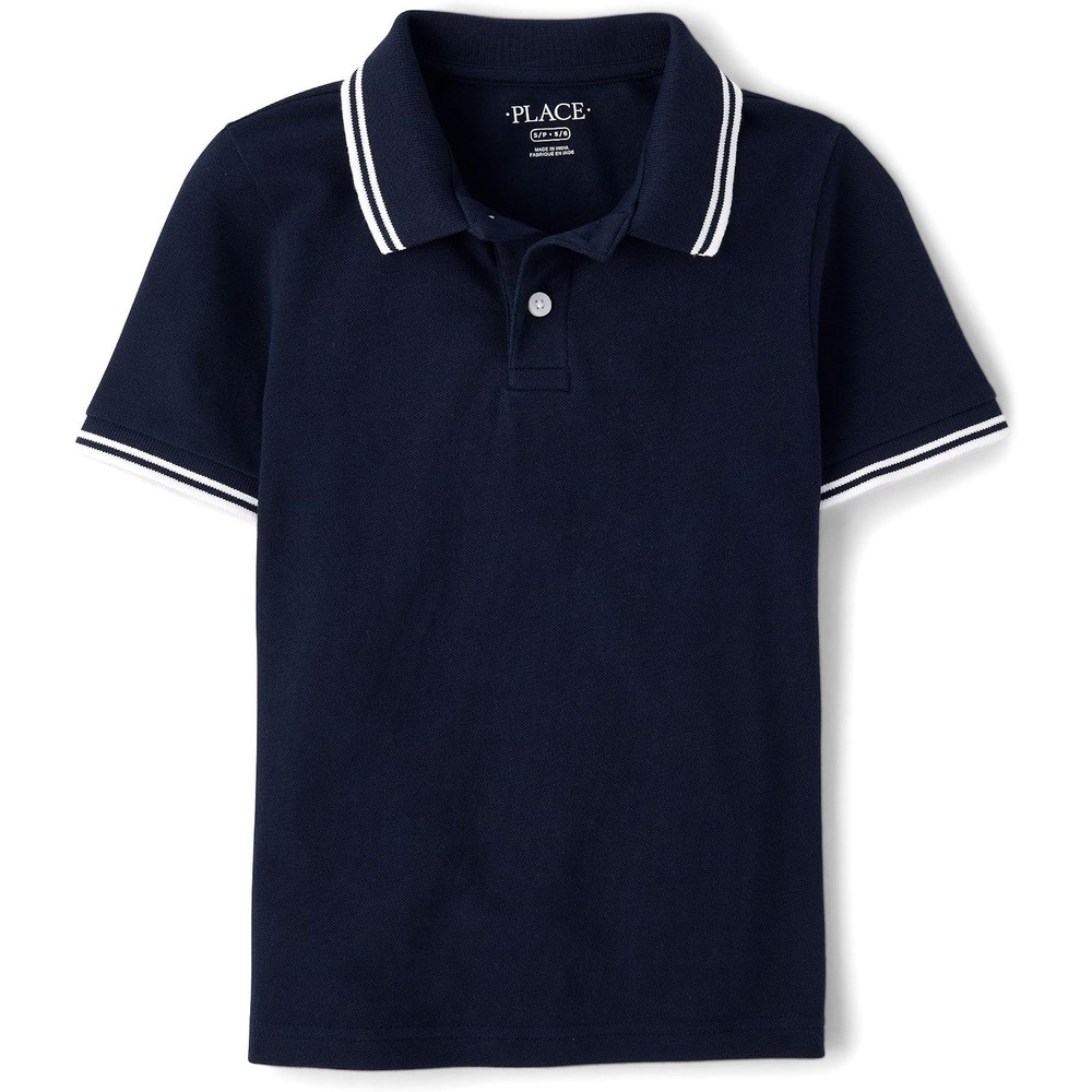 image:imageThe Childrens Place Boys Uniform Short Sleeve Pique PoloNew Navy