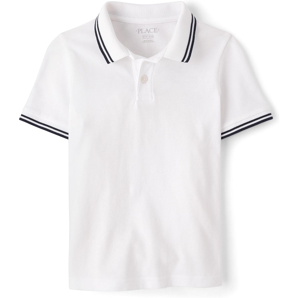image:imageThe Childrens Place Boys Uniform Short Sleeve Pique PoloSoft White