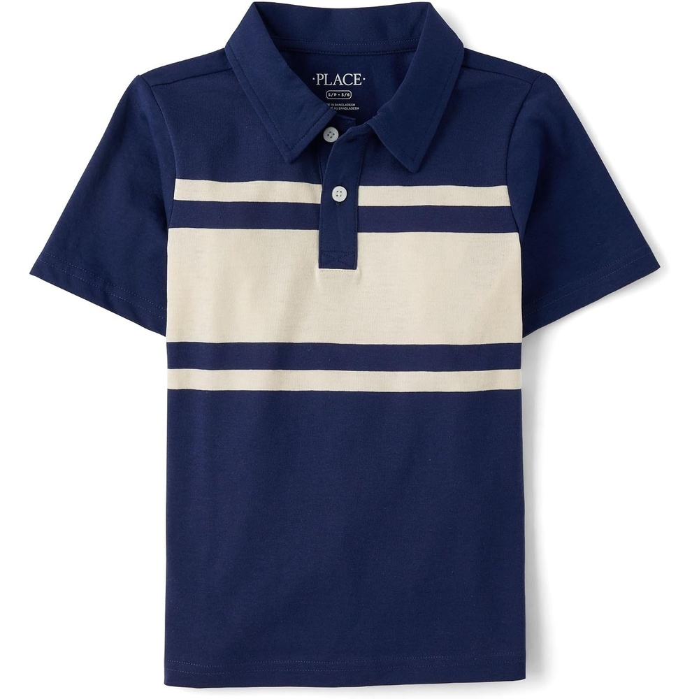image:imageThe Childrens Place Boys Uniform Short Sleeve Pique PoloThunder Blue