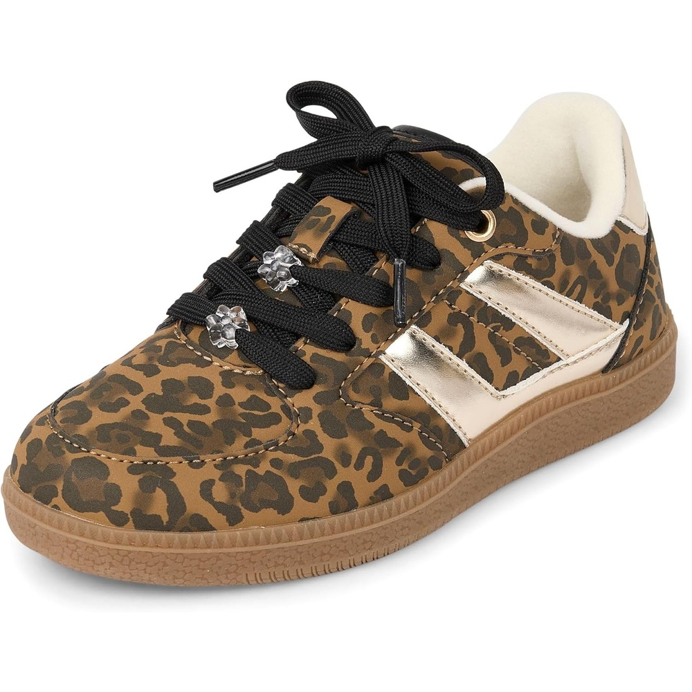image:imageThe Childrens Place Girls Girls Casual Lace Up Low Top SneakersLeopard