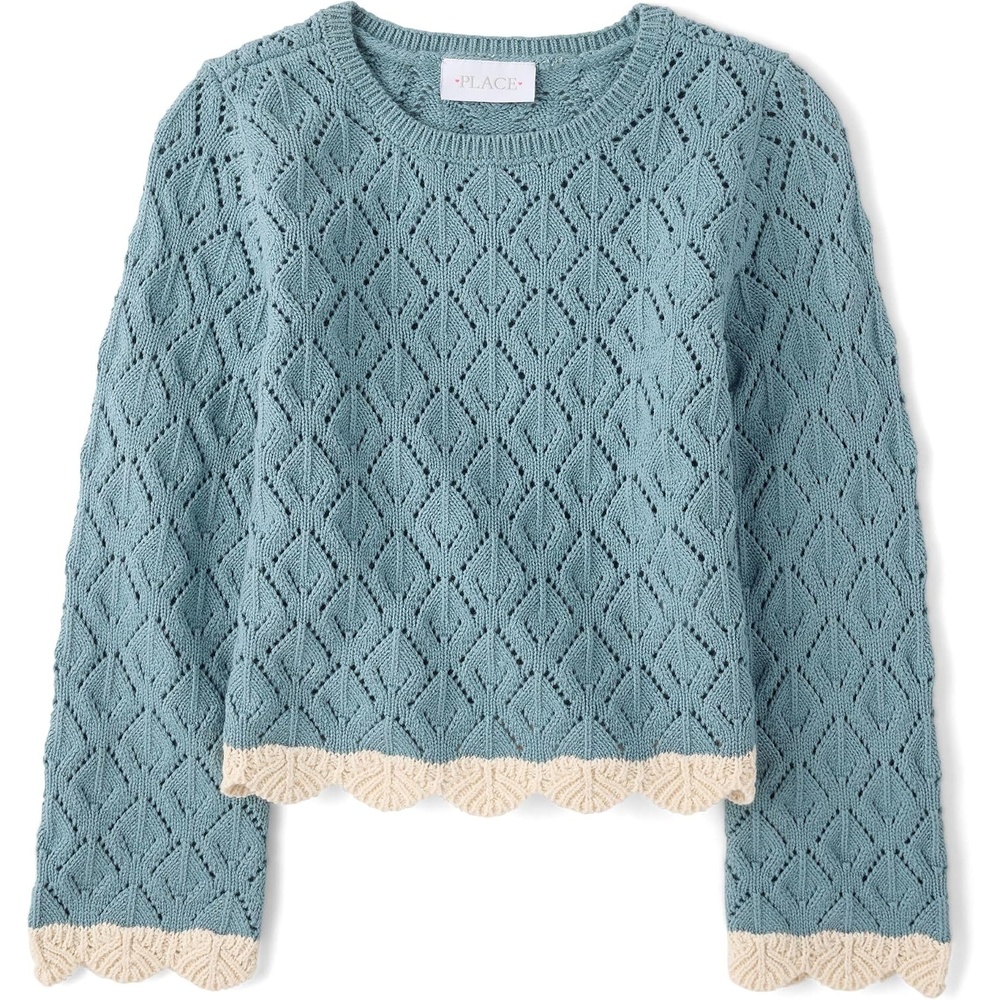image:imageThe Childrens Place Girls Long Sleeve Crew Neck Pullover SweaterStormwater 2