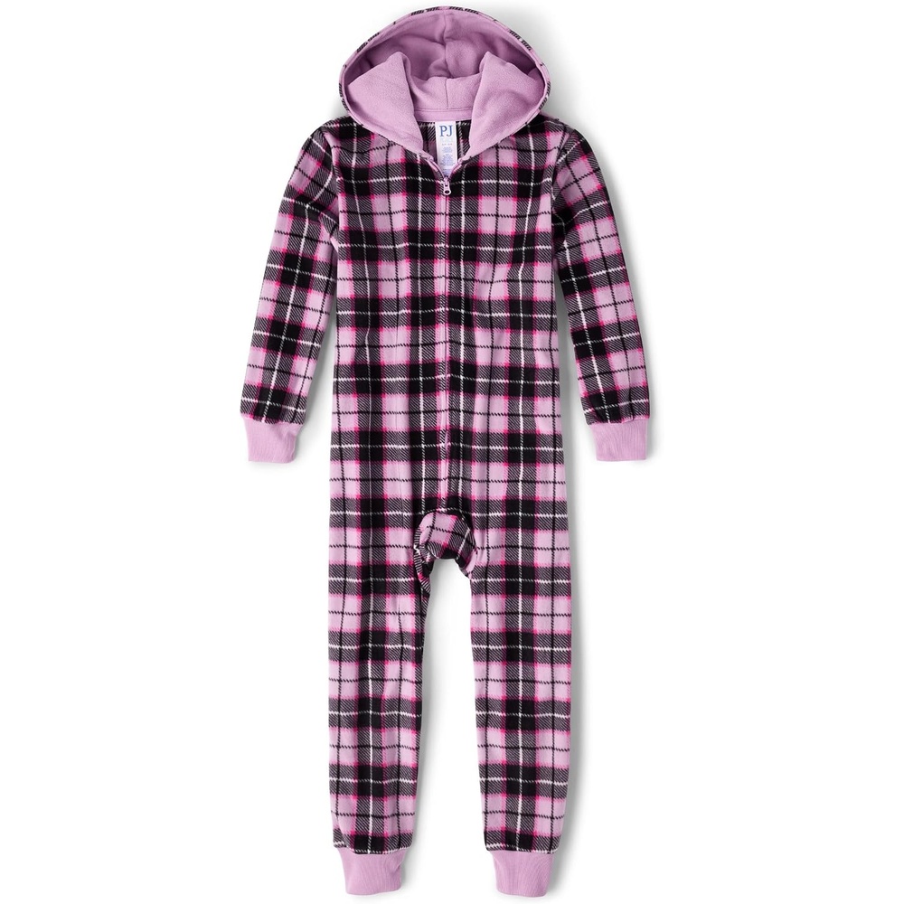 image:imageThe Childrens Place Girls Long Sleeve Fleece Zip Up One Piece PajamaLilac Luster