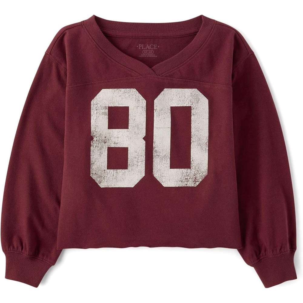 image:imageThe Childrens Place Girls Long Sleeve Varsity Sueded TopBitter Sweet