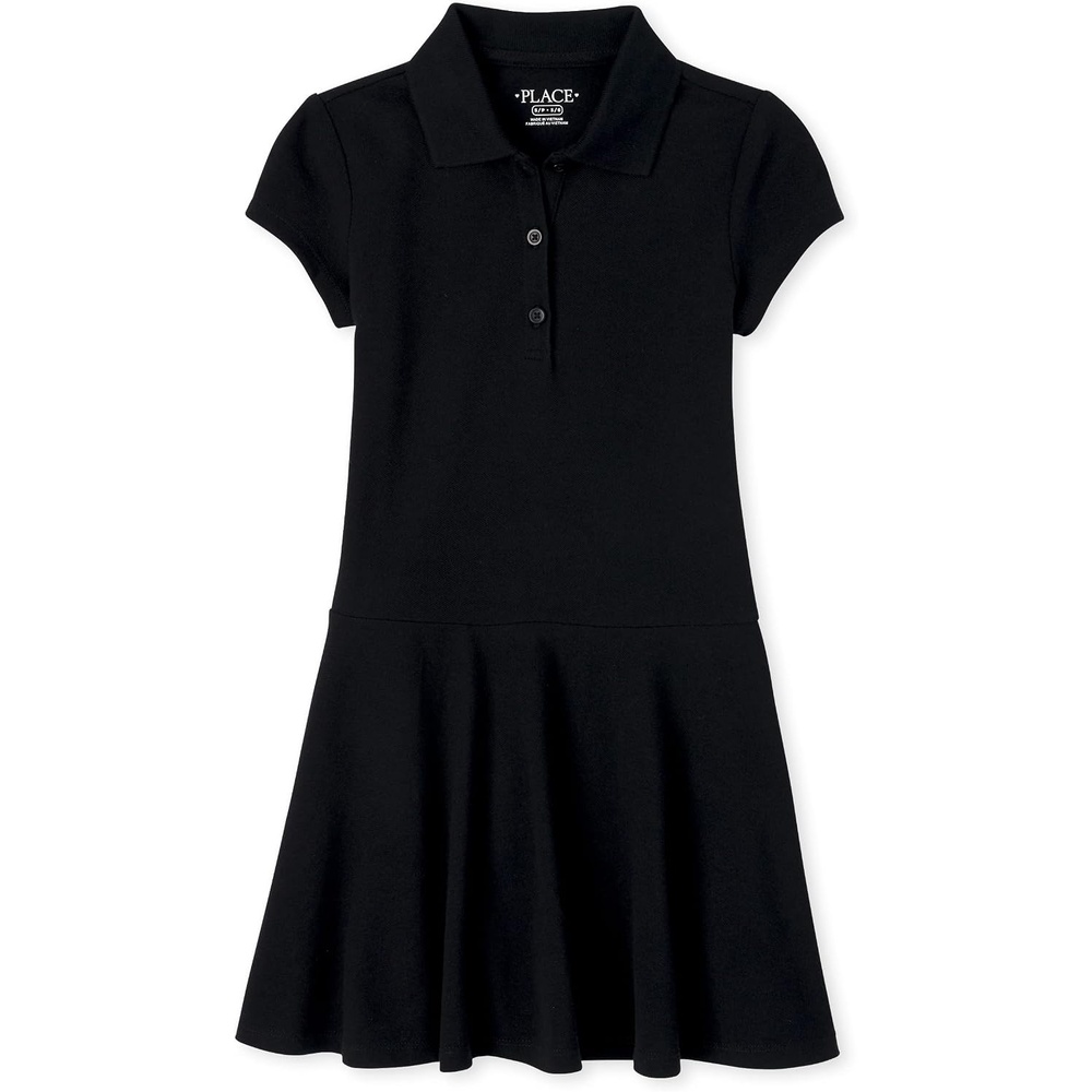 image:imageThe Childrens Place Girls Pique Polo DressBlack Wash