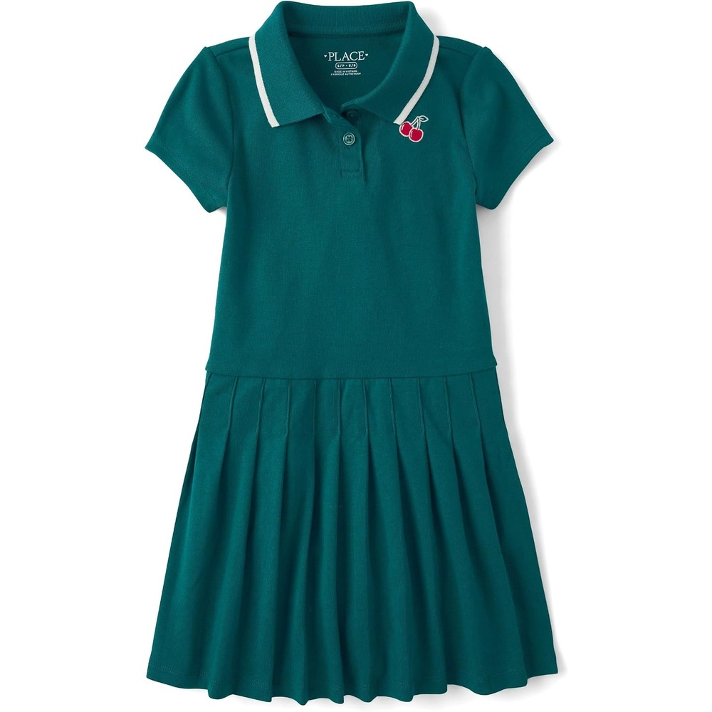 image:imageThe Childrens Place Girls Short Sleeve Drop Waist Polo DressJaded Teal