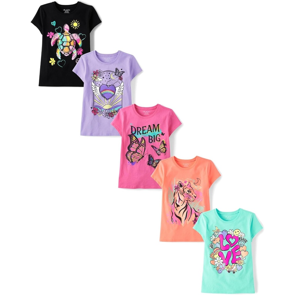 image:imageThe Childrens Place Girls Short Sleeve Graphic Tshirts 5PackDream Trends