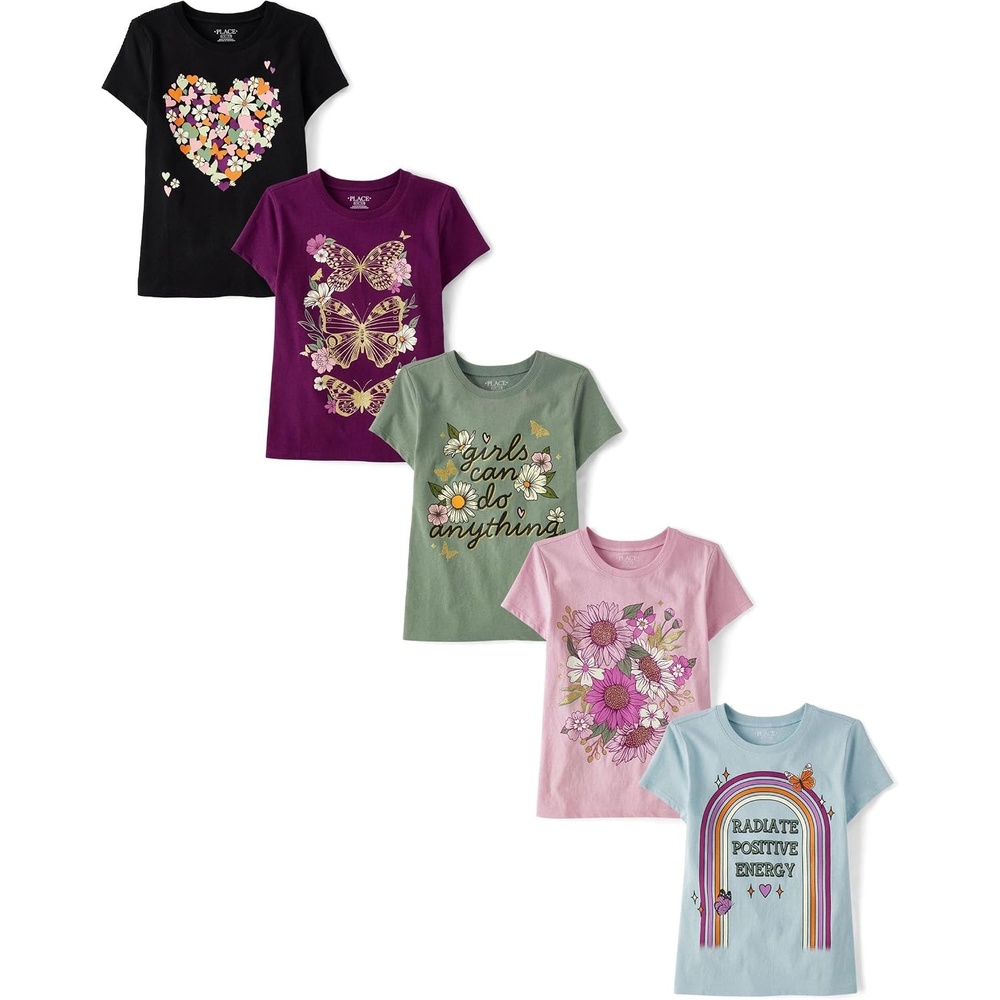 image:imageThe Childrens Place Girls Short Sleeve Graphic Tshirts 5PackPositive Trends