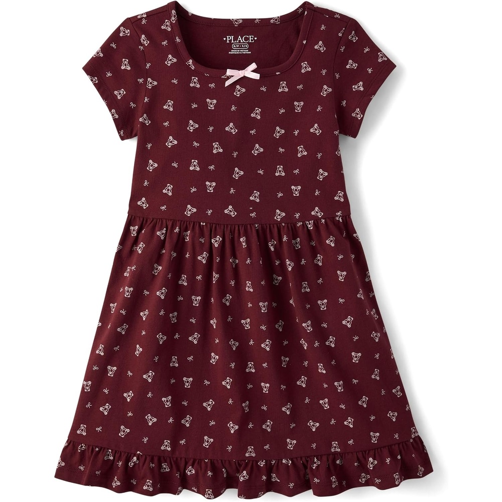 image:imageThe Childrens Place Girls Short Sleeve Skater DressBitter Sweet