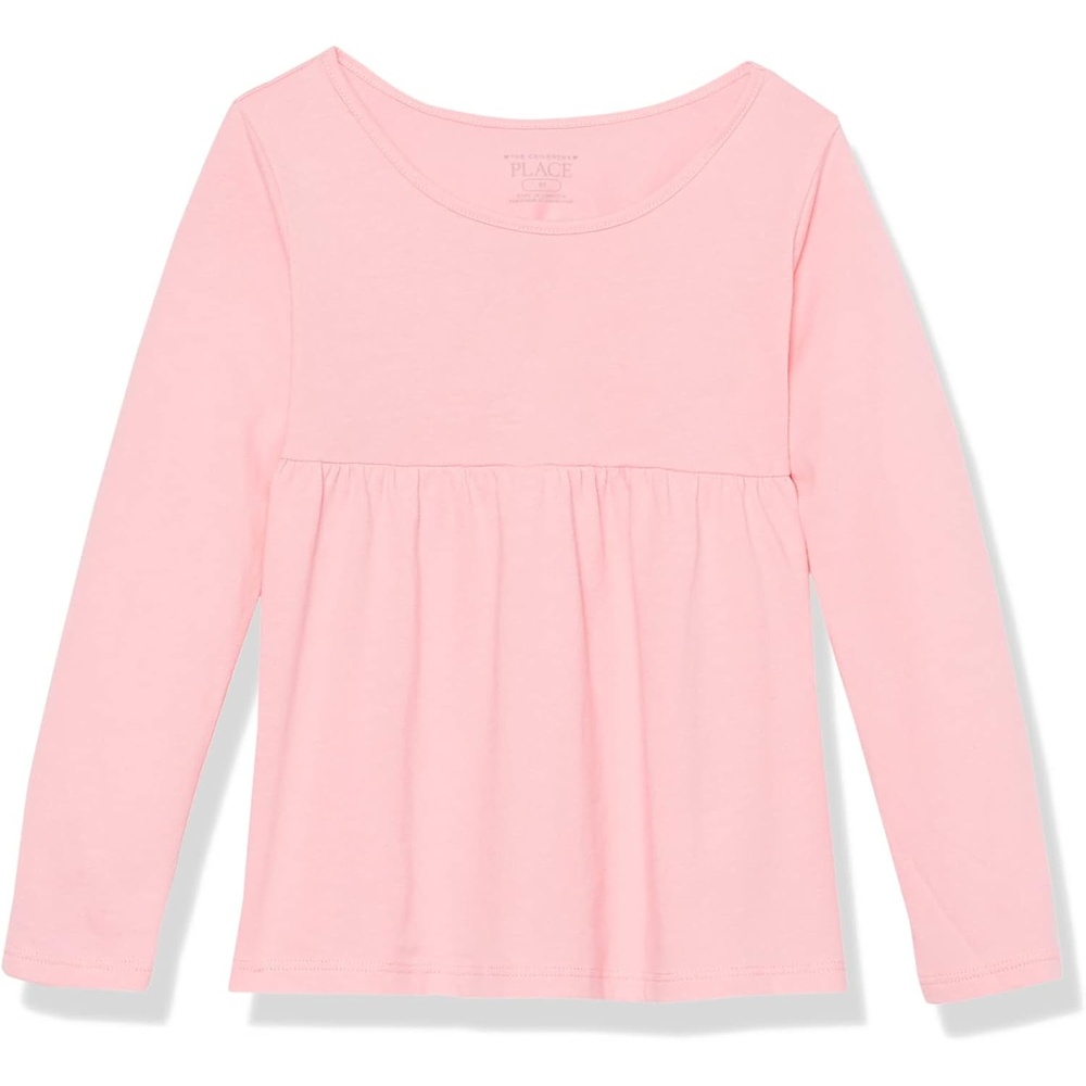 image:imageThe Childrens Place Girls and Toddler Long Sleeve Everyday Casual Knit ShirtBright Pink