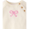 The Children’s Place Baby Girls’ And Newborn Long Sleep Top and Pant,2-piece Outfit Set(Fair Ivory Bow)