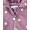 The Children’s Place Baby Girls’ Long Sleeve Hooded Fleece Full Zip Up(Pansey Garden Hearts)