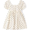 The Children’s Place Baby Girls’ and Toddler Girls Short Sleeve Smocked Dress(Marshmallow Dot)