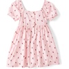 The Children’s Place Baby Girls’ and Toddler Girls Short Sleeve Smocked Dress(Petal Cherries)