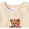 The Children’s Place Baby Girls’ and Toddler Long Sleeve Embroidered Sweater(Frappe Bear)