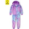 The Children’s Place Girls’ Long Sleeve Fleece Zip Up One Piece Pajama(Neon Dreams Sherpa)
