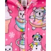 The Children’s Place Girls’ Long Sleeve Fleece Zip Up One Piece Pajama(Neon Peony Food)