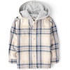 The Children’s Place Baby Boys’ and Toddler Boys Long Sleeve Plaid Flannel Hooded Button Up Shirt(Misty Gray Plaid)