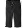 The Children’s Place Baby Boys’ and Toddler Boys Roll Cuff Pull on Chino Pants(Washed Black)