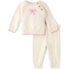 The Children’s Place Baby Girls’ And Newborn Long Sleep Top and Pant,2-piece Outfit Set(Fair Ivory Bow)
