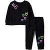 The Children’s Place Baby Girls’ And Toddler Long Sleeve Active Shirt and Pant, 2 Piece Outfit(Black)