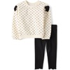 The Children’s Place Baby Girls’ And Toddler Long Sleeve Active Shirt and Pant, 2 Piece Outfit(Black Dot)