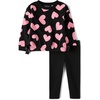 The Children’s Place Baby Girls’ And Toddler Long Sleeve Active Shirt and Pant, 2 Piece Outfit(Black Hearts)