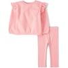 The Children’s Place Baby Girls’ And Toddler Long Sleeve Active Shirt and Pant, 2 Piece Outfit(Fuzzy Pink Heart)