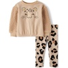 The Children’s Place Baby Girls’ And Toddler Long Sleeve Active Shirt and Pant, 2 Piece Outfit(Leopard Sherpa)