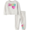 The Children’s Place Baby Girls’ And Toddler Long Sleeve Active Shirt and Pant, 2 Piece Outfit(Love)