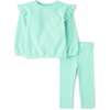 The Children’s Place Baby Girls’ And Toddler Long Sleeve Active Shirt and Pant, 2 Piece Outfit(Mint Heart)