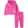 The Children’s Place Baby Girls’ And Toddler Long Sleeve Active Shirt and Pant, 2 Piece Outfit(Pink Summer)