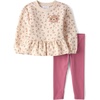 The Children’s Place Baby Girls’ And Toddler Long Sleeve Top and Pant,2-piece Outfit Set(Light Plum Bear)