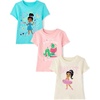 The Children’s Place Baby Girls’ Nd Toddler Unicorns,Butterflies,Trends Short Sleeve Graphic T-Shirts,3 Pack(Ballet/Bookworm/Icons Girl)
