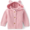 The Children’s Place Baby Girls’ and Newborn Long Sleeve Hooded Button Front Sweater(Nectar Pink)